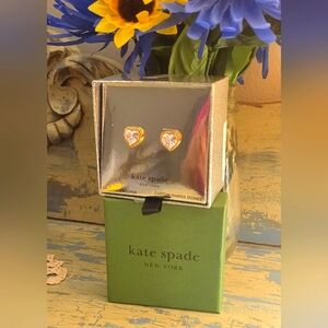 ♠️KATE SPADE NEW YORK CUBIC ZIRCONIA CUSTOM ❤️ HEART SHAPED GOLD EARRINGS